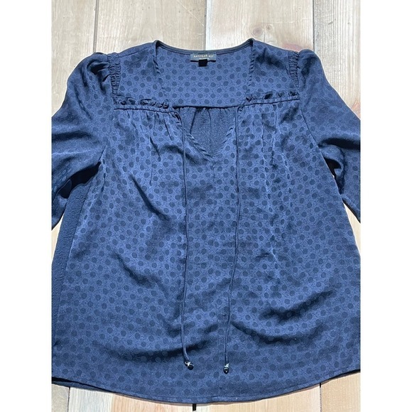 Anthropologie Current Air Blue Blouse w/ ruffle sleeves. Women's XS - Picture 2 of 8